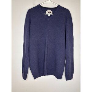 JOSEPH ABBOUD 100% Cashmere Mens L V-Neck Sweater Plum Long Slv Soft